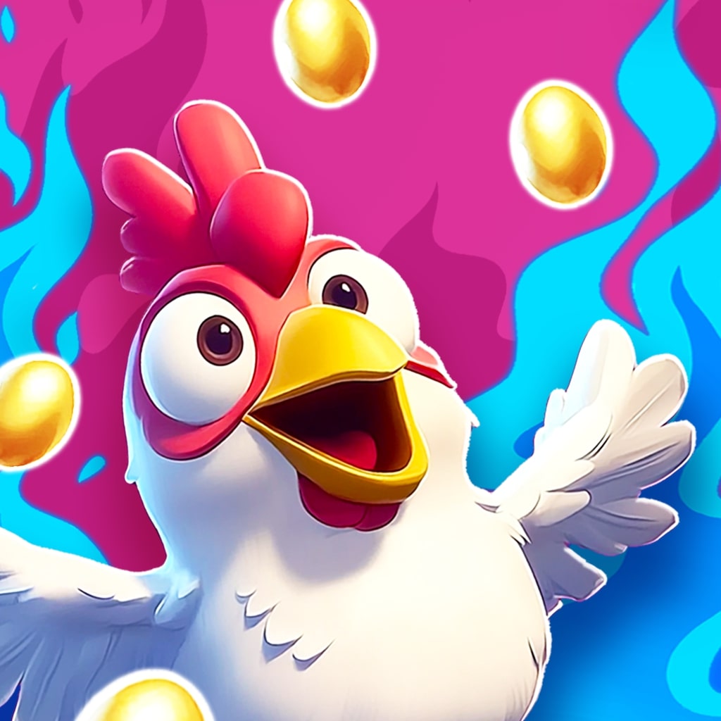 Chicken Fasten Walking Puzzle gameplay showing white cartoon chicken with spread blue wings collecting golden coins